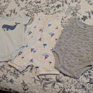 Set of Three Baby Bodysuits, Carters And HB Brand 0-3 Months.